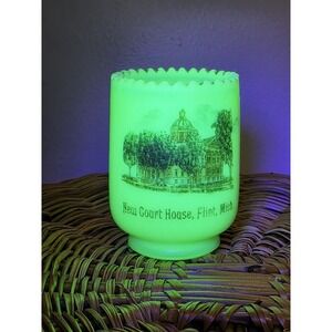 Antique custard Glass New Court House Flint Michigan. Toothpick Holder